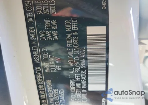 2024 Volvo Xc60 Plus z USA, uszkodzony, nr VIN YV4L12RL6R1915488